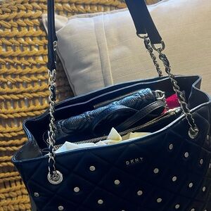 DKNY Black Quilted Tote Bag